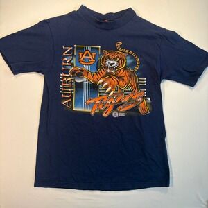 Vintage Auburn Tigers Native Sun T-Shirt Navy Blue Mens Medium Graphic Tee 90s